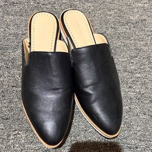 Adrienne Black Leather Mules